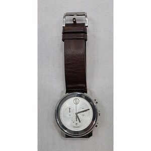 Movado 3600367 Men's Silver Chronograph Watch With Brown Leather Strap